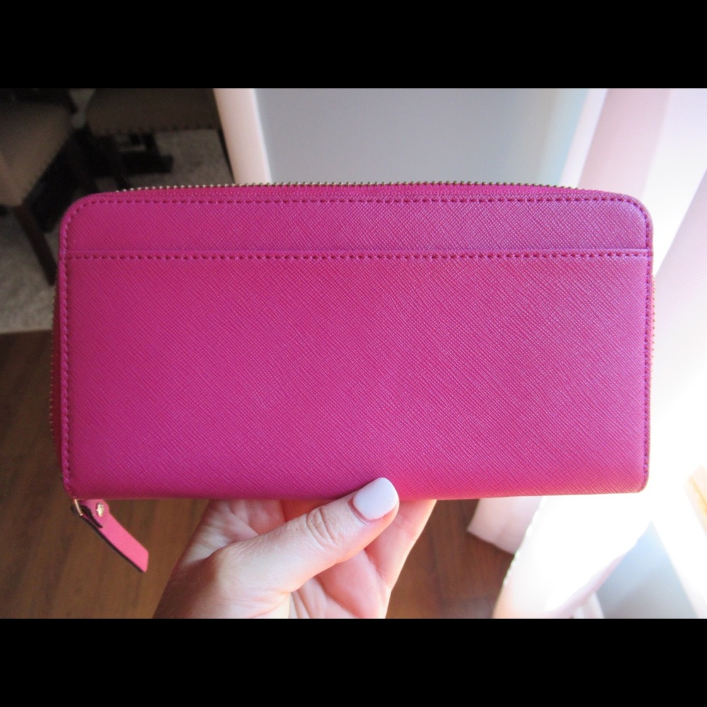 kate spade New York Pink Zip Around Leather Wallet - Picture 2 of 8
